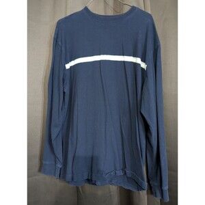 Puritan Men's Long Sleeve Cotton T-Shirt Navy white chest stripe 42/44 Large